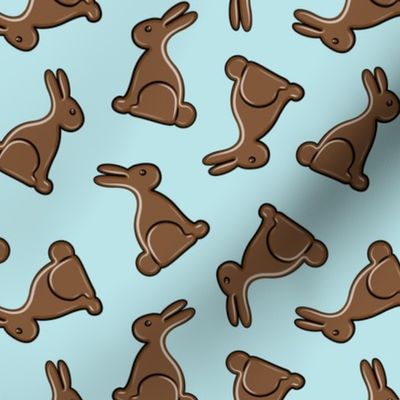 chocolate bunny on blue - easter candy - LAD19