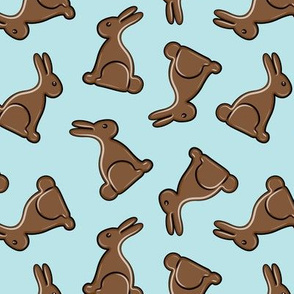 chocolate bunny on blue - easter candy - LAD19