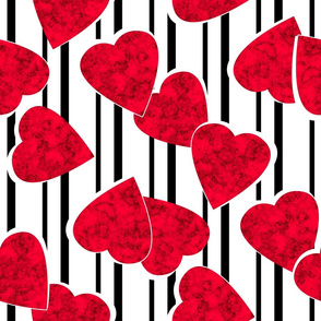  With love Valentines Day red hearts striped white black background