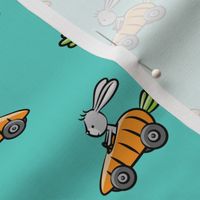 Easter Bunny Racer - Carrot Car - Teal LAD19