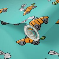 Easter Bunny Racer - Carrot Car - Teal LAD19