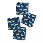 cats in scrubs pattern fabric, - dentist, doctor, nurse scrubs fabric, cat lady pattern, cats pattern fabric, pet friendly - navy