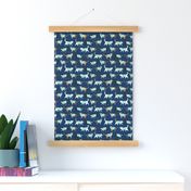 cats in scrubs pattern fabric, - dentist, doctor, nurse scrubs fabric, cat lady pattern, cats pattern fabric, pet friendly - navy