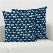 cats in scrubs pattern fabric, - dentist, doctor, nurse scrubs fabric, cat lady pattern, cats pattern fabric, pet friendly - navy