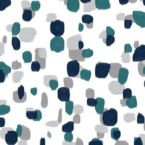 random spots in navy, teal, gray