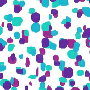 random spots in purple, turquoise, mint, pink, white