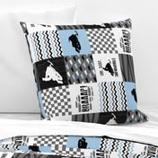 Eat Sleep Snowmobile//Baby Blue - Wholecloth Cheater Quilt - Rotated