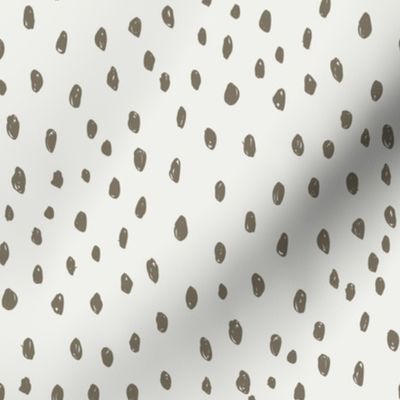 fossil dots on snow fabric - sfx1110 - dots, nursery, baby, muted, earthy, earth tones, simple, minimal, gender neutral fabric