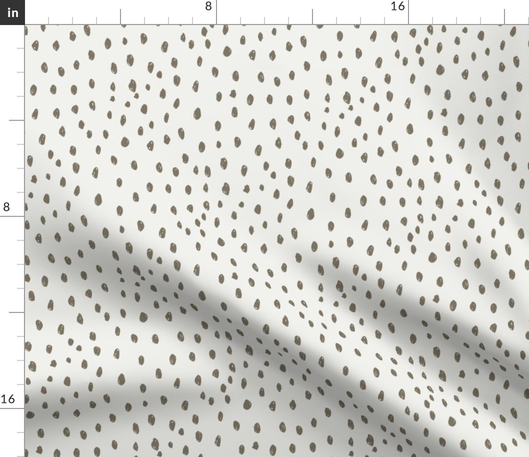 fossil dots on snow fabric - sfx1110 - dots, nursery, baby, muted, earthy, earth tones, simple, minimal, gender neutral fabric