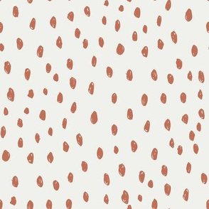 apricot dots on snow fabric - sfx1436 - dots, nursery, baby, muted, earthy, earth tones, simple, minimal, gender neutral fabric