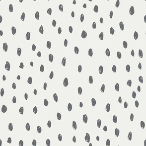 steel dots on snow fabric - sfx4005 - dots, nursery, baby, muted, earthy, earth tones, simple, minimal, gender neutral fabric