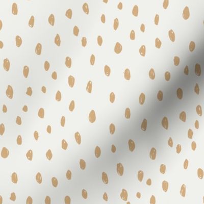 wheat dots on snow fabric - sfx1225 - dots, nursery, baby, muted, earthy, earth tones, simple, minimal, gender neutral fabric
