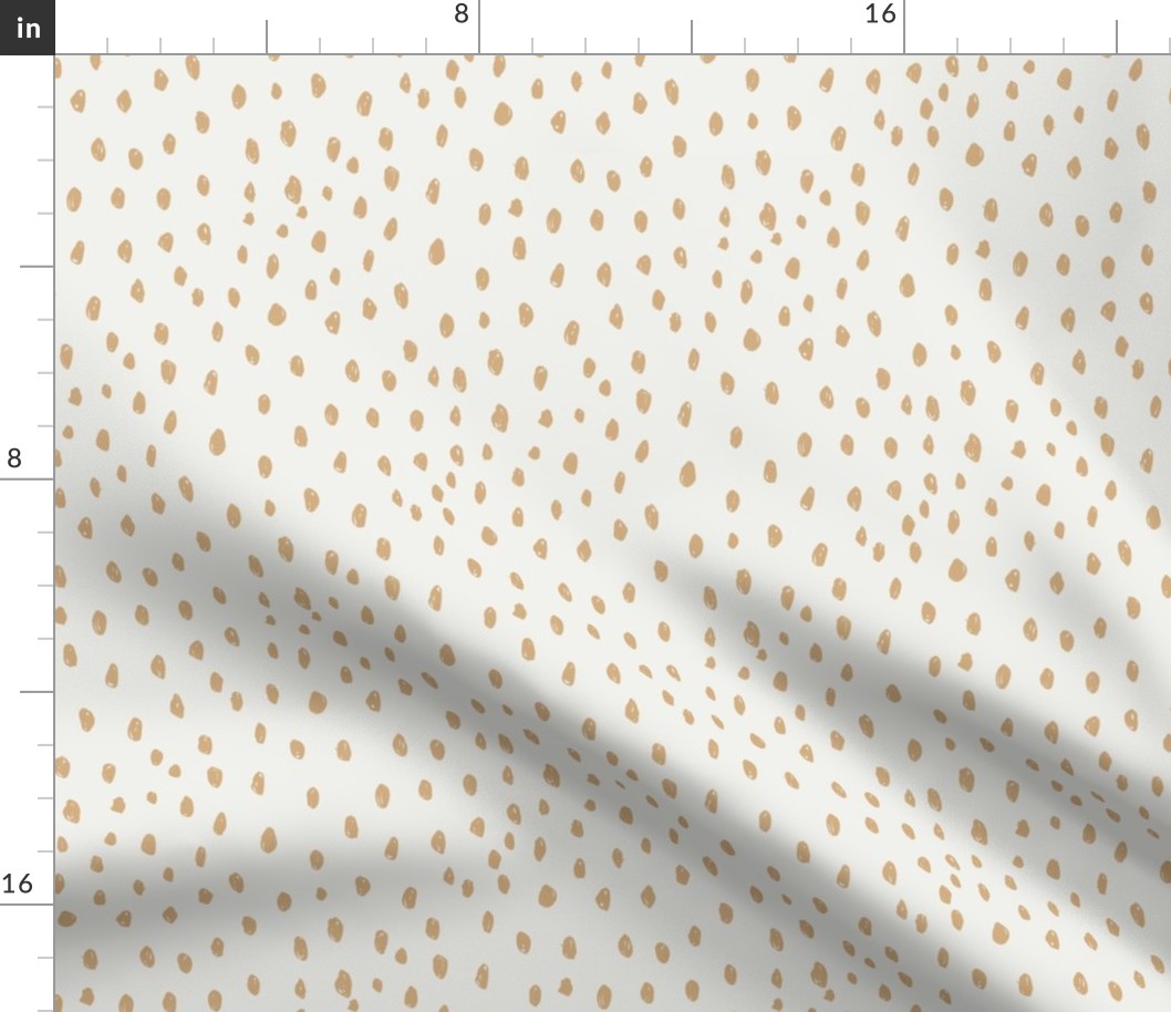 wheat dots on snow fabric - sfx1225 - dots, nursery, baby, muted, earthy, earth tones, simple, minimal, gender neutral fabric
