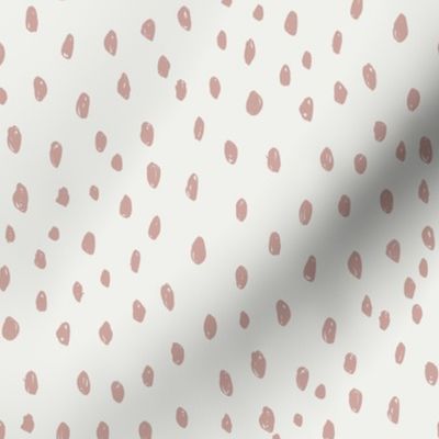 rose dots on snow fabric - sfx1512 - dots, nursery, baby, muted, earthy, earth tones, simple, minimal, gender neutral fabric