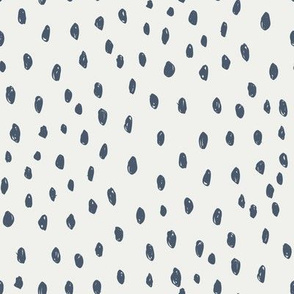 indigo  dots on snow fabric - sfx3928 - dots, nursery, baby, muted, earthy, earth tones, simple, minimal, gender neutral fabric