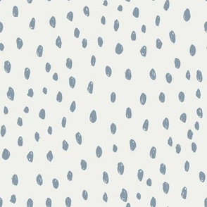 denim blue dots on snow fabric - sfx4013 - dots, nursery, baby, muted, earthy, earth tones, simple, minimal, gender neutral fabric