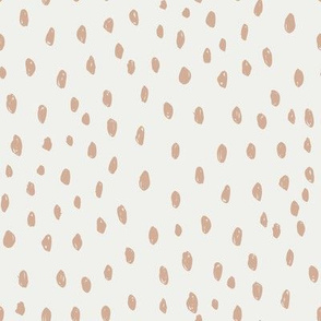 almond dots on snow fabric - sfx1213 - dots, nursery, baby, muted, earthy, earth tones, simple, minimal, gender neutral fabric