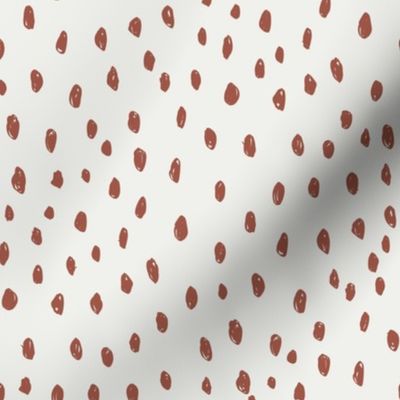 clay dots on snow fabric - sfx1441 - dots, nursery, baby, muted, earthy, earth tones, simple, minimal, gender neutral fabric