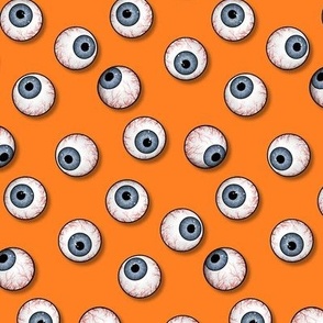 Eye see eyeballs, spooky halloween on orange