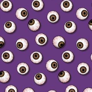 Eye see eyeballs, spooky halloween on purple