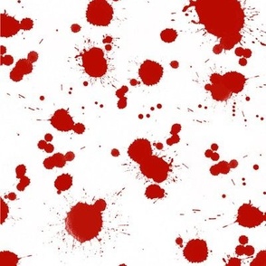 Blood red splatters on white, halloween fabric