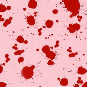 Blood red splatters on pastel pink, bloody sweet