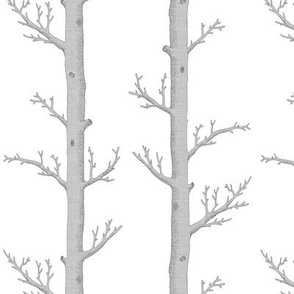 Soft Grey Linen Trees on White // standard