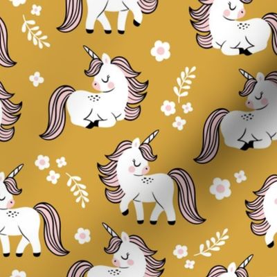 baby unicorns - mustard, large