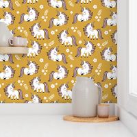 baby unicorns - mustard, large