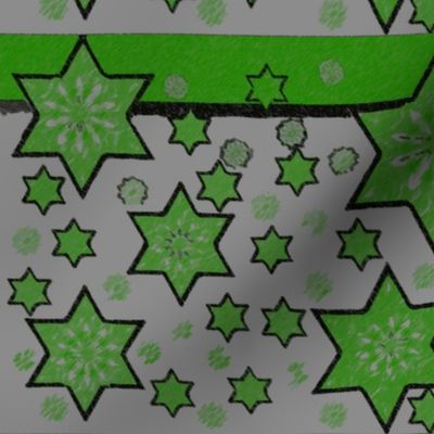 Green stars on grey.