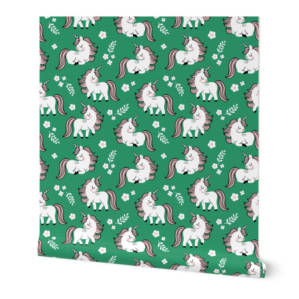 baby unicorns - green, large