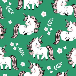 baby unicorns - green, large