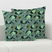 Mid Century Tulips Grey Green