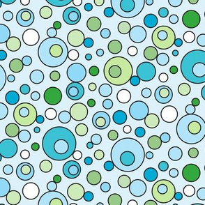 Turquoise Blue & Green Bubble Spot Pattern