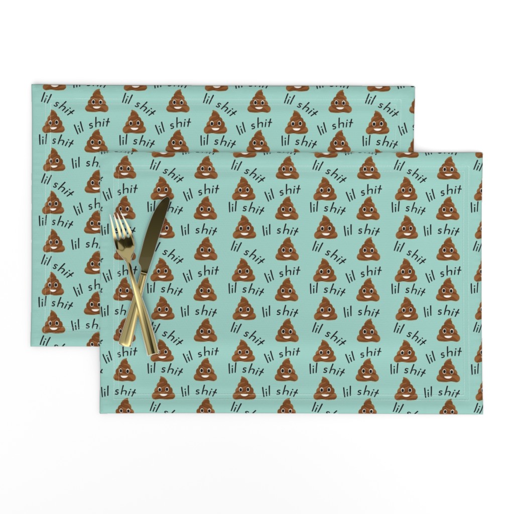 lil sh*t - poop, emoji, poop emoji fabric, sweary fabric - mint