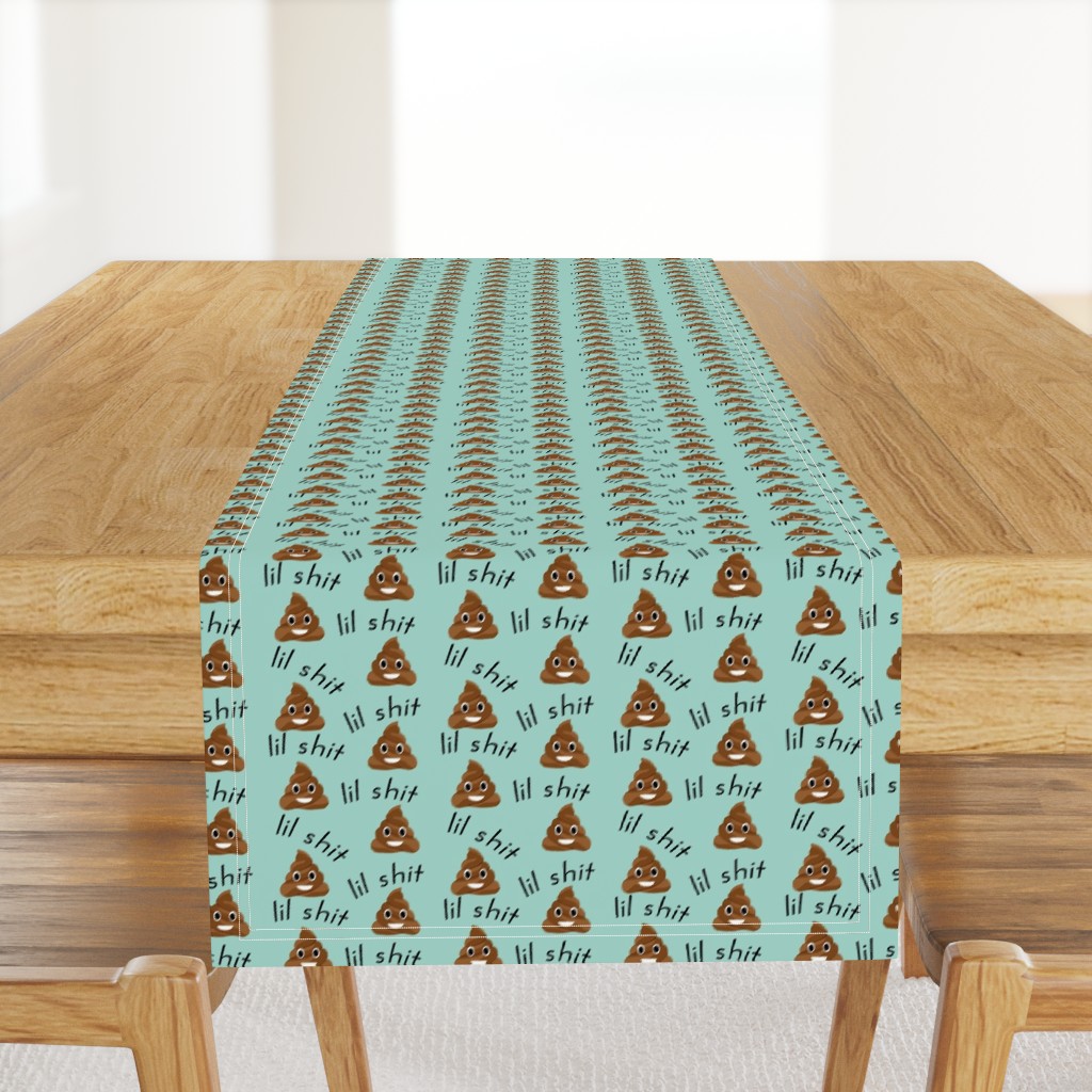 lil sh*t - poop, emoji, poop emoji fabric, sweary fabric - mint