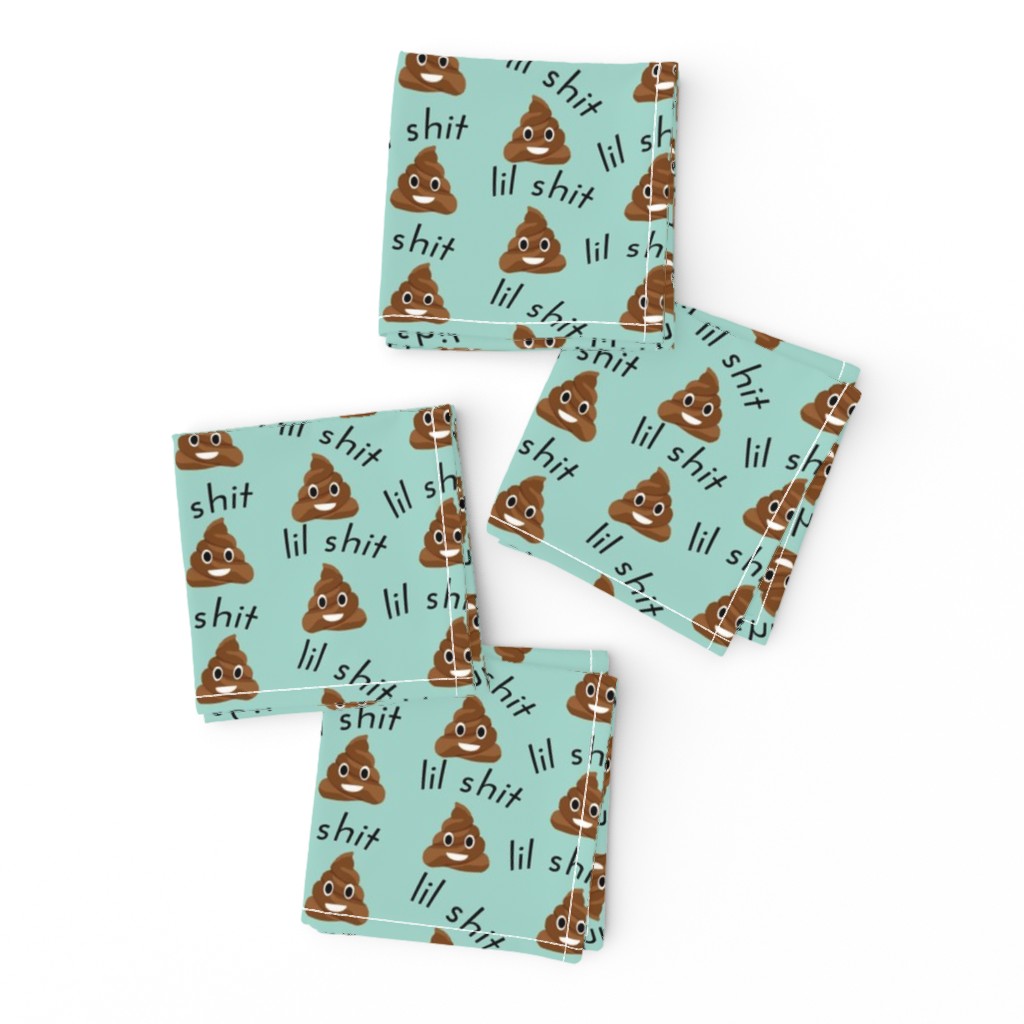 lil sh*t - poop, emoji, poop emoji fabric, sweary fabric - mint