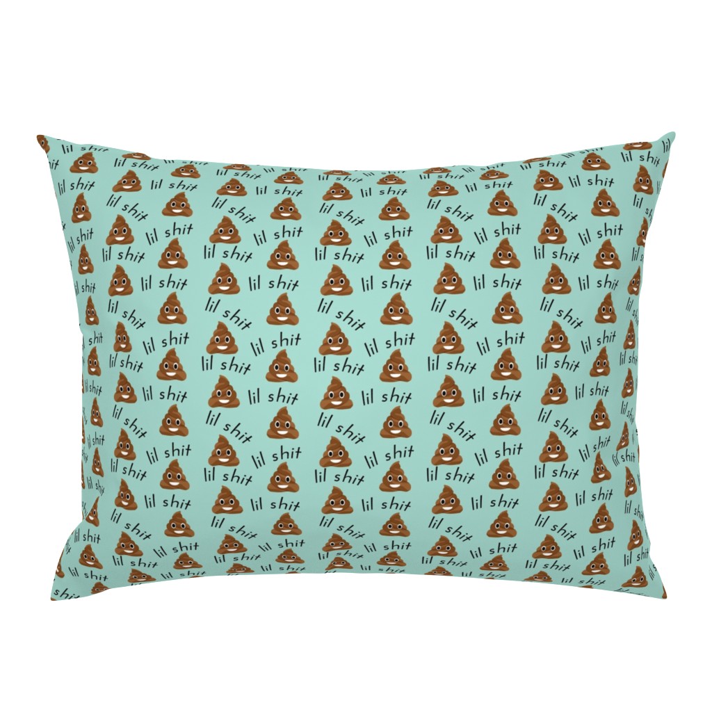 lil sh*t - poop, emoji, poop emoji fabric, sweary fabric - mint