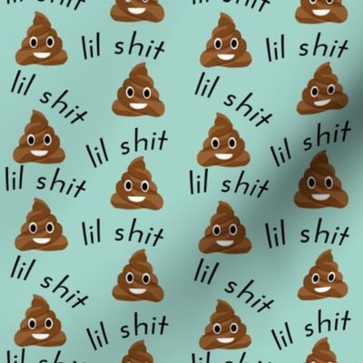 lil sh*t - poop, emoji, poop emoji fabric, sweary fabric - mint