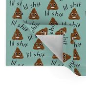 lil sh*t - poop, emoji, poop emoji fabric, sweary fabric - mint