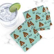 lil sh*t - poop, emoji, poop emoji fabric, sweary fabric - mint