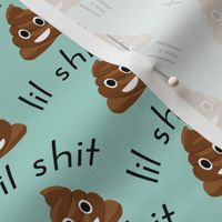 lil sh*t - poop, emoji, poop emoji fabric, sweary fabric - mint