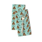 lil sh*t - poop, emoji, poop emoji fabric, sweary fabric - mint