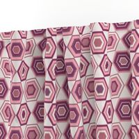 Striped pink hexagons on a cream background