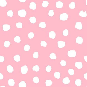 pink dots fabric - painted dots fabric, pink dots, nursery fabric, dots fabric, girls fabric