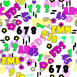 Multicolored baby pattern with letters and numbers