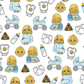 expecting baby fabric - pregnant fabric, breastfeeding fabric, emoji fabric, emojis fabric, baby girl, baby boy - classic yellow - boy