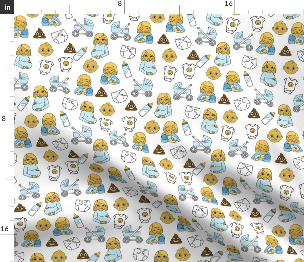 expecting baby fabric - pregnant fabric, breastfeeding fabric, emoji fabric, emojis fabric, baby girl, baby boy - classic yellow - boy