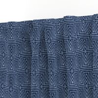 Indigo Distressed Triangles - Geometric Blue Grunge South West