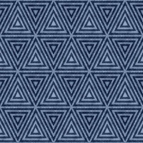 Indigo Distressed Triangles - Geometric Blue Grunge South West